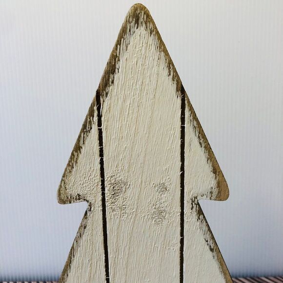 Hobby Lobby Christmas Wood Plank White Wash Tree Tabletop Décor Cottage Charm - Picture 3 of 6